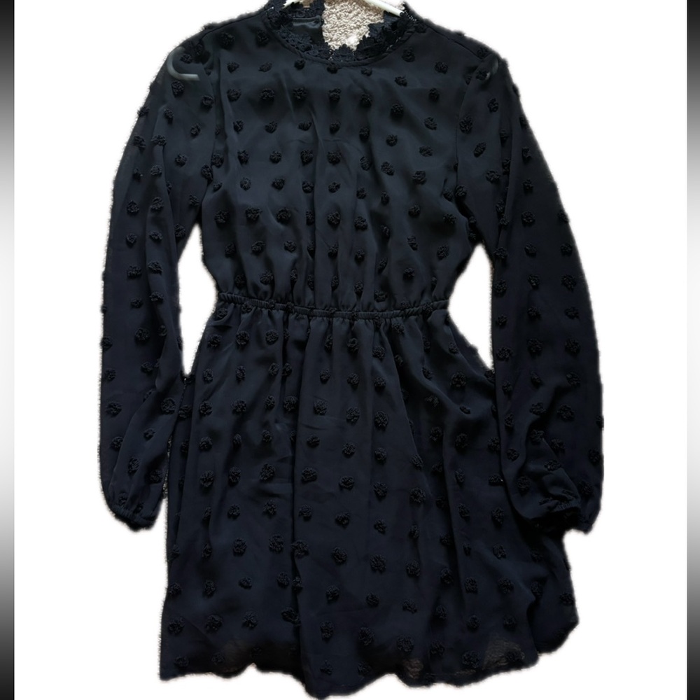 Mini gothic-style black long-sleeved dress